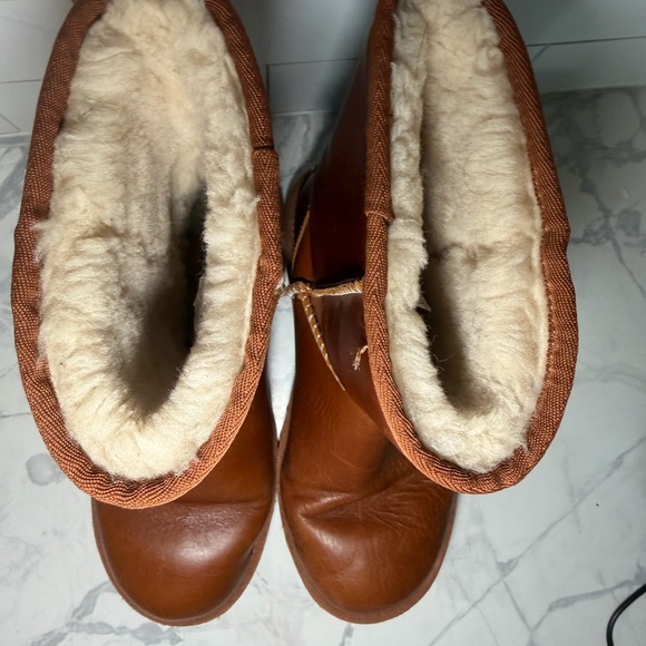 UGG Chestnut Brown Leather Mid-Calf Boots with Whipstitch - Picture 8 of 10